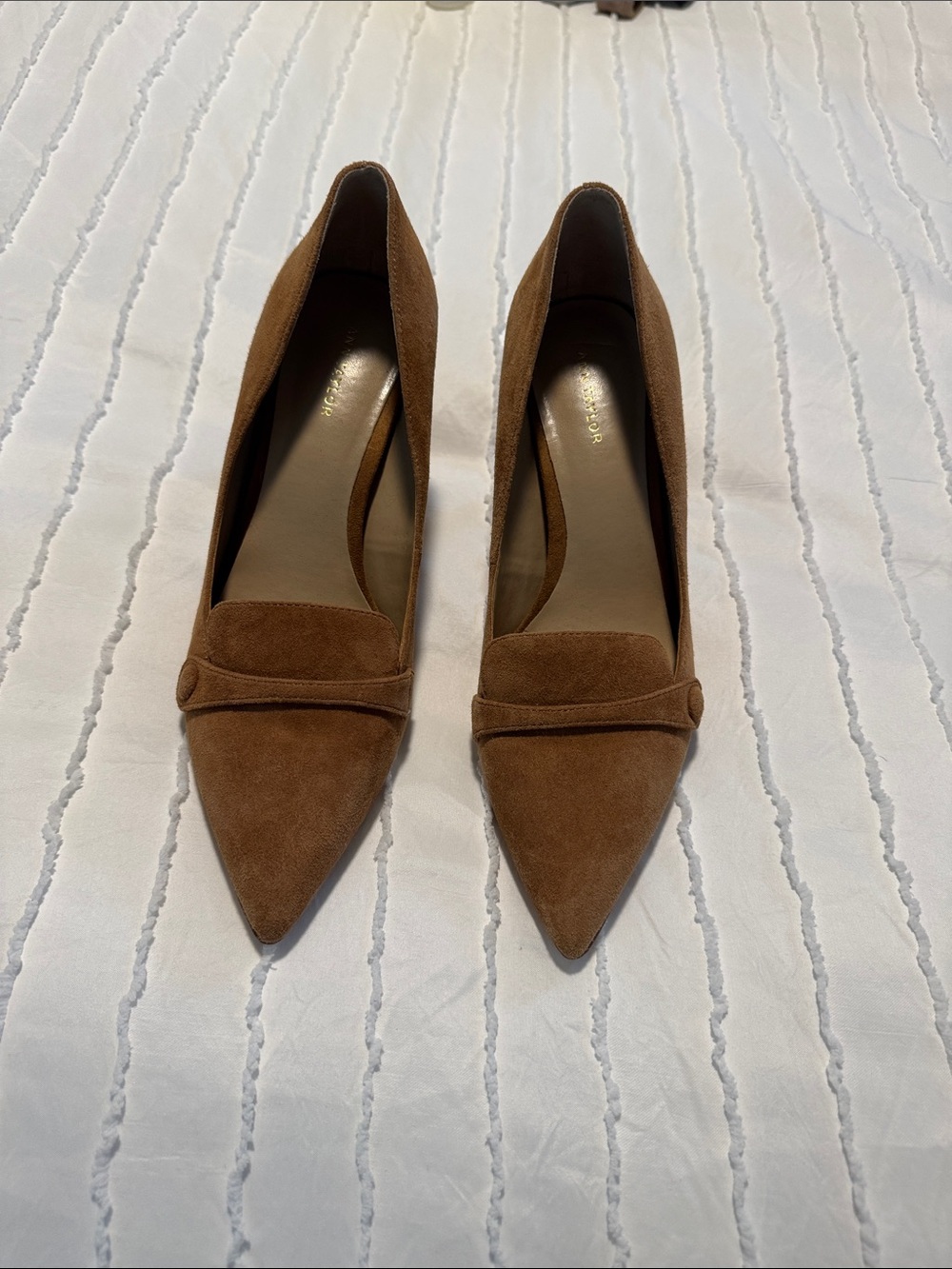 Ann Taylor Brown Suede Pointed-Toe Pumps - Picture 2 of 5
